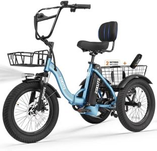 ESKUTE E Trike Electric Bike, Peak 1200W Brushless Motor Folding Trike 18X3.0 Fat Tire Ebike, 624Wh Battery x2, Step-Thru 3 Wheel Electric Bicycle, 100Miles+, 18MPH+ Tricycle for Adults