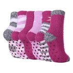 WOTENCE Fuzzy Slipper Socks for Women with Grips Socks Fluffy Socks Winter Warm Soft Thick Cozy Sleep Casual House Socks(Purple)