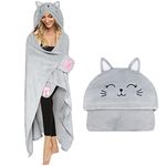 Moyel Cat Gifts for Cat Lovers Wearable Blanket Hoodie for Women Fluffy Fuzzy Soft Cat Blanket Christmas Mothers Day Birthday Gifts for Mom Daughter Wife Girlfriend, 59”x51”