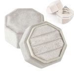 MEISO 3 Slots Velvet Ring Box, Octagonal Velvet Jewelry Ring Box, Ring Storage Bearer Boxes, Vintage Ring Gift Display Holder Case for Proposal Engagement Wedding Ceremony