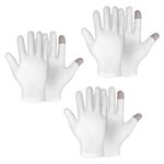 3 Pairs Medium Touch Screen Moisturizing Gloves White Cotton Moisturizing Gloves for OverNight Bedtime Heal Eczema Sleeping Lotion Hand Spa Treatment Gloves Repair Rough Cracked Dry Chapped Hands Skin