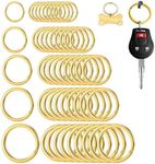 JALCH 50-Piece Gold Key Rings - Round Flat Key Chain Rings with 5 Assorted Sizes for DIY Accessories, Keychain Crafts, and Organizational Projects（15-30mm）