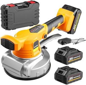 Tile Vibration Tool with 2 * 20V Batteries Cordless Tile Vibration, Tile Vibrator with 160mm Suction Cup 6 Adjustable Speed Digital Display for Floor, Tile,Wall