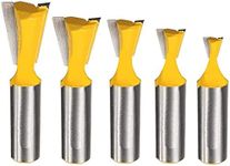 Yakamoz 5Pcs 1/2-Inch Shank Dovetail Router Bit Set Half-Blind & Through Dovetail Jig Joints Cutter Bits for Making Boxes Drawers Chests | Dia. 1/4" 1/2" 3/8" 5/8" 3/4"