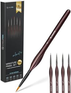 CreaTek - 5 extra feine Pinsel Acryl für höchste Präzision & Details | Premium Bi-Nylon Technologie - Künstlerpinsel Miniatur Pinsel Set, Modellbau & Malen nach Zahlen Pinsel