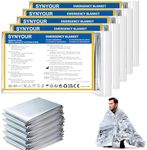 SYNYOUR Foil Blankets 5 Pieces, Emergency Blanket Silver, Survival Blanket 160 x 210 cm, Thermal Blanket for First Aid Outdoors Hiking Marathons, Reflective, Space Blanket