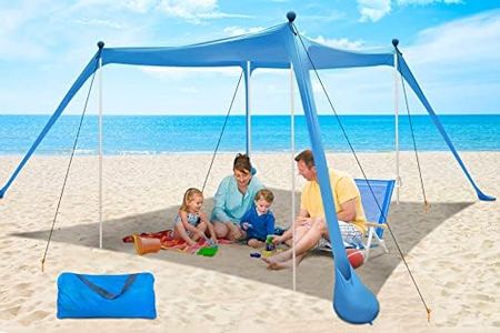 YENGIAM Beach Canopy Beach Tent Pop Up Shade 11X11 FT Portable Sun Shelter Extra Windproof Rope Stable Sun Protection with Carry Bag Easy Set Up for Family Outdoor Camping Fishing Backyard Picnics