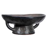 Creative Co-Op, Black Stoneware Bowl with Handle and Base, Reactive Glaze, 8" L x 8" W x 3.75" H