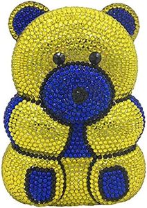 Boutique De FGG Bear Evening Bags and clutches for Women Formal Crystal Clutch Purse Party Animal Rhinestone Handbags,Mini,Yellow