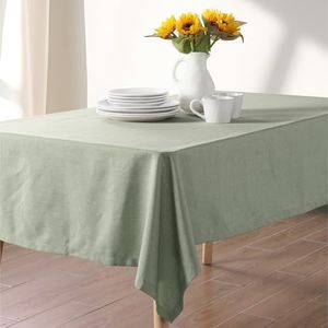 JEMIDI Nappe de Table - Nappe rectangulaire 135 x 200 cm en Polyester - Protection Lavable pour Cuisine Jardin Restaurant - Aspect Lin Vert Clair