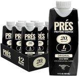 Prés - Protein Coffee - Original - High Protein Cold Brew - 20g Protein - 1g Sugar - 100 Calories - No Added Sugar - Coffee - Protein - 11 Fl Oz - 12 Pack
