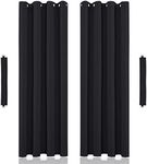 John Aird Eyelet Thermal Energy Saving Blackout Curtains + Tie Backs (Black, 168cm Width x 137cm Drop (66"x 54")