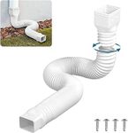 TOKPLNU Rain Gutter Downspout Extension Flexible Down Spout Extender White Drain Pipes Gutter Connector Rainwater Drainage Pipe Downspout Rain Drain Extender from 19.7 to 58 Inch, 1 Pack