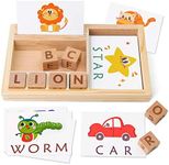 Coogam Spelling Games, Wooden Matching Letters Toy with Words Flash Cards, Alphabets ABC Learning Educational Puzzle Gift for Preschool Kids Boys Girls Age 3 4 5 Years Old