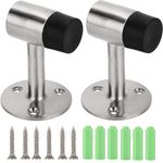 LATERN 2Pcs Stainless Steel Door Stoppers, 7.5CM Wall Mount Door Stopper Heavy Duty Brushed Finish Floor Stopper with Rubber Bumper & Mounting Screws for Wall Floor Home Office School