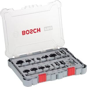 Bosch Professional 15 pcs. Mixed Router Bit Set (for Wood, Ø 1/4 Inch Shank, Accessory Router)