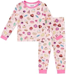 pureborn Toddler Viscose from Bamboo Pajamas Set Girls Pjs Dessert 2T