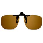 Wangly Polarized Unisex Clip on Flip up Sunglasses over Prescription Glasses Frames and Readers Suitable for Driving, Brown Lens