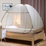 Digead Mosquito Net, Portable Travel Mosquito Nets, Foldable Single Door Mosquito Camping Curtain, 100x200cm Bed Canopy-Brown Edge