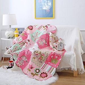 Ustide trapunta reversibile per lettino da bambini, in cotone, Cotone, Gilrs With Pigtail, 43"x51"