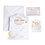 Lillian Rose Twinkle Little Star Theme Baby Shower Invitation Set, White