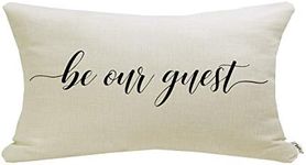 Meekio Farmhouse Pillow Covers with Be Our Guest Quote 12 x 20 inch Farmhouse Rustic Décor Lumbar Pillow Covers with Saying Guest Room Décor