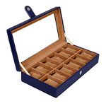 Leather World Watch Box Holder Organizer Case in 12 Slots of Watches for Men and Women with Transparent Display