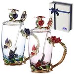 BTaT- Tea Cups with Lids, Pack of 2, Glass Tea Cup, Fancy Tea Cups, Gifts for Women, Tea Mugs for Women, Tea Sets for Women