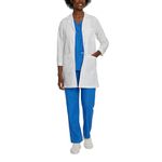 Landau Women's 38 Inch 4 Button Scrub Lab Coat, White, 20