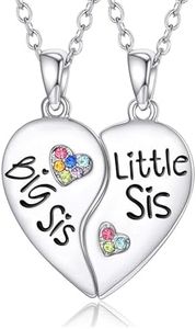 KINGSIN Sisters Necklace for 2 Big Little BFF Friendship Matching Heart Jewelry Gifts for Girls Women