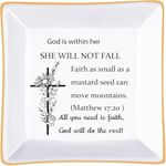 Christian Gifts for Women Trinket Dish Religious Gifts Catholic Gifts for Women, Inspirational Spiritual Baptism Gift with Bible Verse and Prayer, Gift for Female Women Christmas Birthday Gift