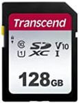 Transcend 128GB SDXC 300S Memory Card UHS- I, C10, U3, V30, 4K, Full HD, Up to 95/40 MB/s (Ideal for Digital Cameras) TS128GSDC300S