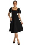 Sheetal Associates Women's Casual Solid Color Flared Sleeve A-line Dress - Pack of 1 Black