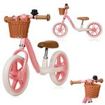 Lionelo ALEX Kids' Balance Bike for kids Age 3+ Up to 30kg Lightweight, Adjustable Seat & Handlebar, EVA Foam Wheels, Basket, Bell, Training Bicycle, Gift for Boys & Girls (Rose, ALEX PLUS)