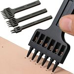 DXIA 3 Pcs Leathercraft DIY Tools,6mm Leather Prong Punch,Steel DIY Diamond Lacing Stitching Chisel Set,Lacing Stitching Chisel,2+4+6 Prong Lacing Stitching Punch Hole, Hand Working Hole Craft Tool