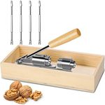 Artcome Heavy Duty Pecan Nut Cracker Tool with 4 Forks, Wood Handle Base with Rectangular Wooden Box Base for Walnuts, Chestnuts, Almonds, Pecans, Hazelnuts