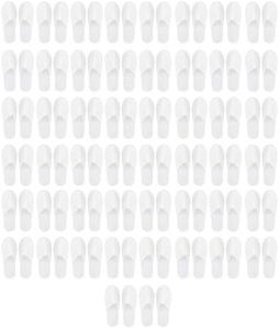 Pantofole per ospiti 50 paia di pantofole monouso antiscivolo portatili per hotel e viaggi, donne e uomini (tessuto non tessuto 3 mm) (pannello in pile bianco 3 mm)