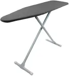 Homz T-Leg Clothes Ironing Board, Portable Compact Foldable Standard Size Adjustable Height with Foam Pad & Cotton Cover, Charcoal Gray