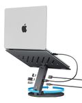 Spigen ArcDock Laptop Stand with 6 in 1 Hub, USB-A 3.0, USB-C 3.0, PD 100W, 4K 60Hz HDMI Universal Adjustable Folding Laptop Dock with 360 Rotatable Riser - Space Grey