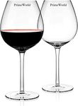 PrimeWorld Enoteca European Style Crystal Clear 680 ml Red Wine and White Wine Glasses Set of 2 pcs, 100% Lead Free Glass, Unique Modern Design'