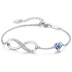 LOUISA SECRET Infinity Bracelet for Women, Sterling Silver 925 Bracelets for Womens Adjustable with Infinity Heart, Jewellery for Women, Wedding Anniversary Birthday Gifts for Wife Her Girls