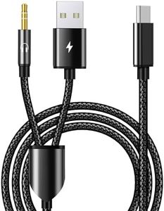 USB C to 3.5mm Car Aux Cable, 2 in 1 USB C to 3.5mm Car Stereo Aux Headphone Jack Cable with USB C Charging Compatible with iPhone 15/15Pro, Galaxy S23/S23 Ultra/S22/S21/S21FE, Google Pixel 7/7Pro/6