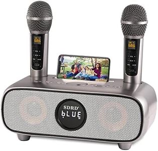 Karaoke Machine for Adults and Kids,Bluetooth PA System with 2 Wireless Karaoke Microphone,Speaker with Mobile Phone holder/USB/TF Card/AUX In,for Home Party,Meeting,Church, Picnic,Outdoor/Indoor