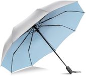 ZOMAKE Travel Umbrella UV Protection - Parapluie Compact Solide Packable Sun Umbrellas Compact UPF 50+ UVA/UVB Automatic Small Foldable Umbrellas Windproof for Rain(Sliver&Light Blue)