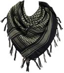 VOCHIC 100% Cotton Military Shemagh Arab Tactical Desert Keffiyeh Scarf Wrap for Women Men 43"x43" Black Gold