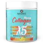 NATURYZ Marine Collagen Skin X5 for Women & Men | Premium Collagen Peptides | Power of 5 Blends | Hyaluronic acid, Biotin & Vitamin E | Supports Skin Radiance, Healthy Hair, Nails, Bone & Joints – 150g(Lemon Flavour)