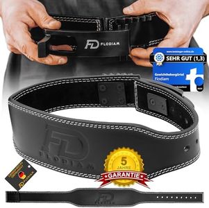 Flodiam Gewichthebergürtel für Damen und Herren [Schnellverstell Hebelverschluss] Echtleder Gym Lifting Belt mit Hebelschnalle | Gewichtheben, Bodybuilding | Größe M (72-93 cm)