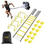 A11N Speed & Agility Training Combo Set - Includes 4 Adjustable Agility Hurdles, Quick Ladder, Speed Chute, & 12 Cones - Training for Speed, Agility, and Quickness