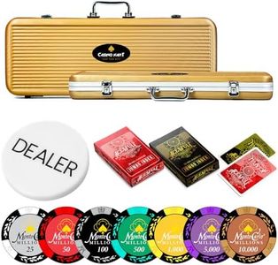 casinokart Poker Chipset with 2 Decks of Playing Cards, Dealer Button |Poker Chipset for Casino (Monte Carlo, 300 Chips)