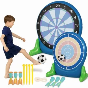 Hearthsong Jumbo 57-Inch Inflatable 2-in-1 Darts and Soccer Set with Double-Sided Scoreboard, Two Soccer Balls, Six Darts, Outdoor Play, Ages 5 and Up